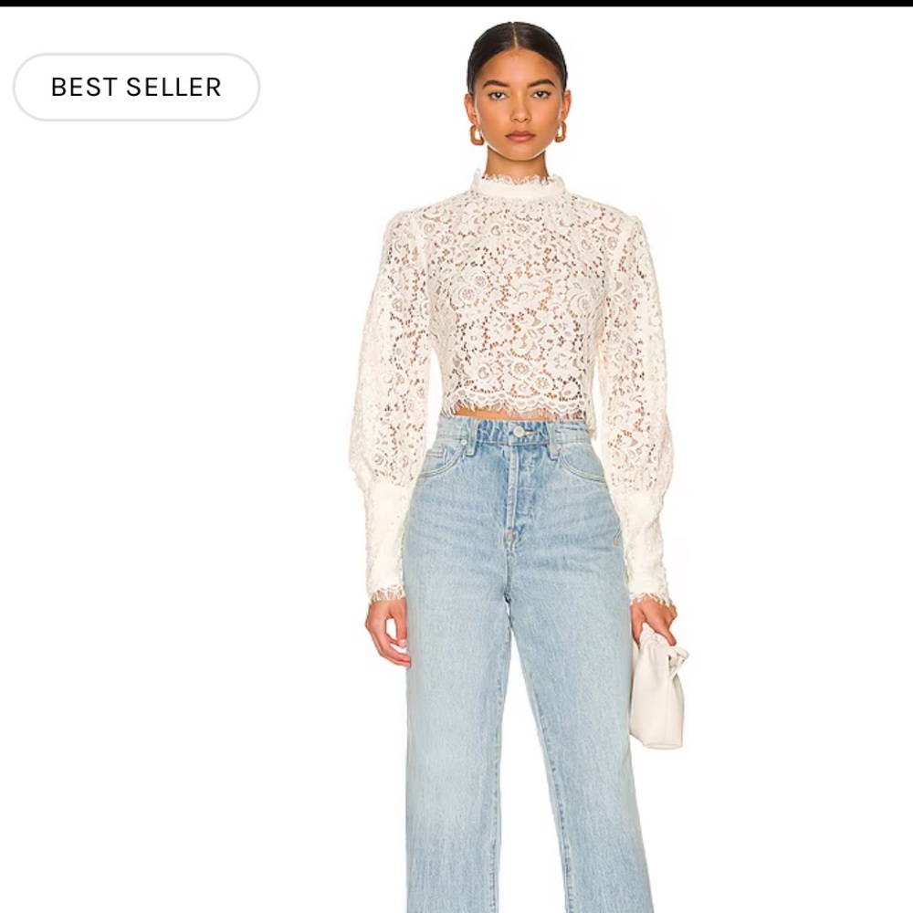 Bardot Georgia Lace Top in Oyster